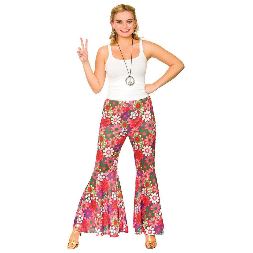 Womens Flower Power Hippie Trousers Halloween Costume L (UK 18-20)
