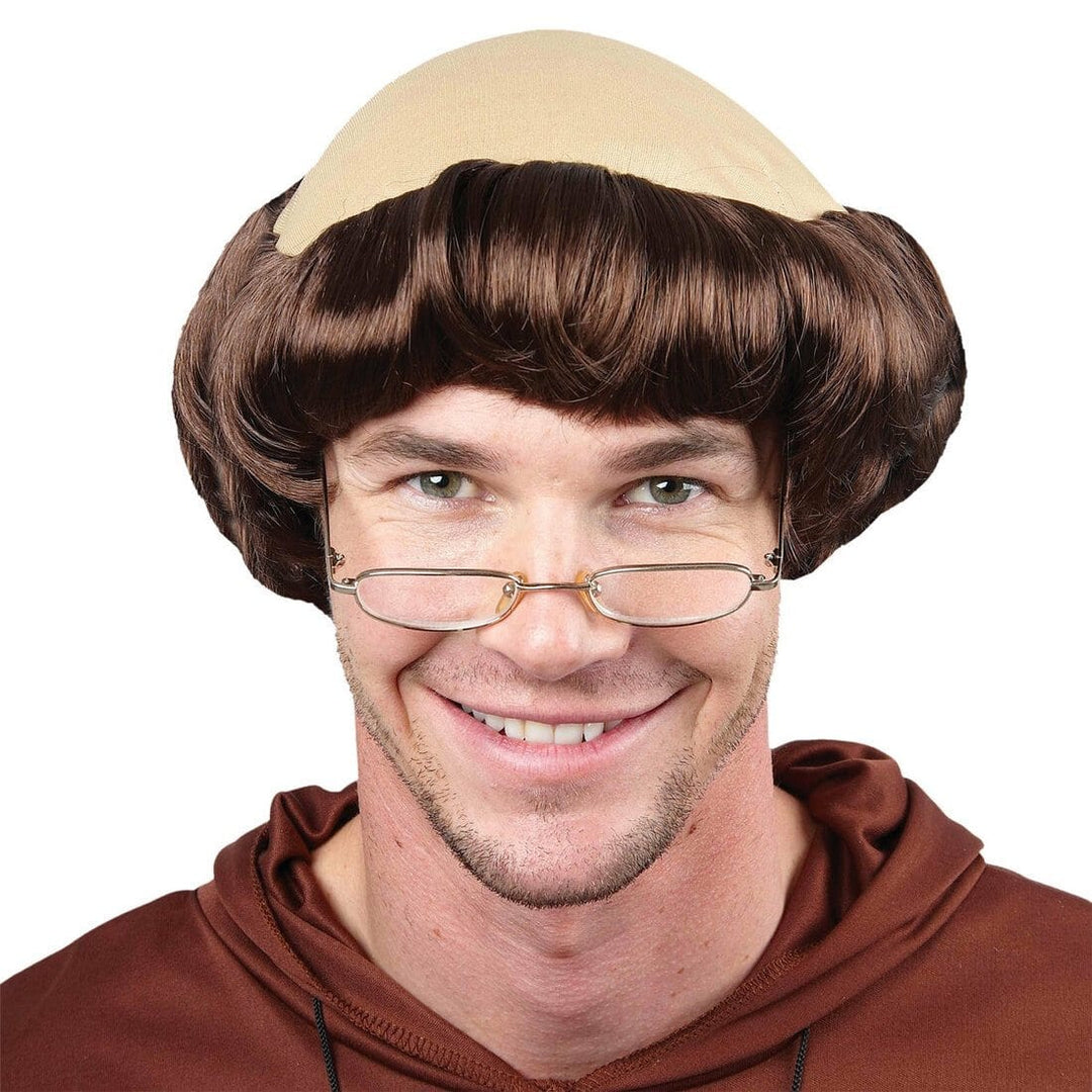 Monk Friar Tuck Bald Crown Wig Fancy Dress Hair Halloween