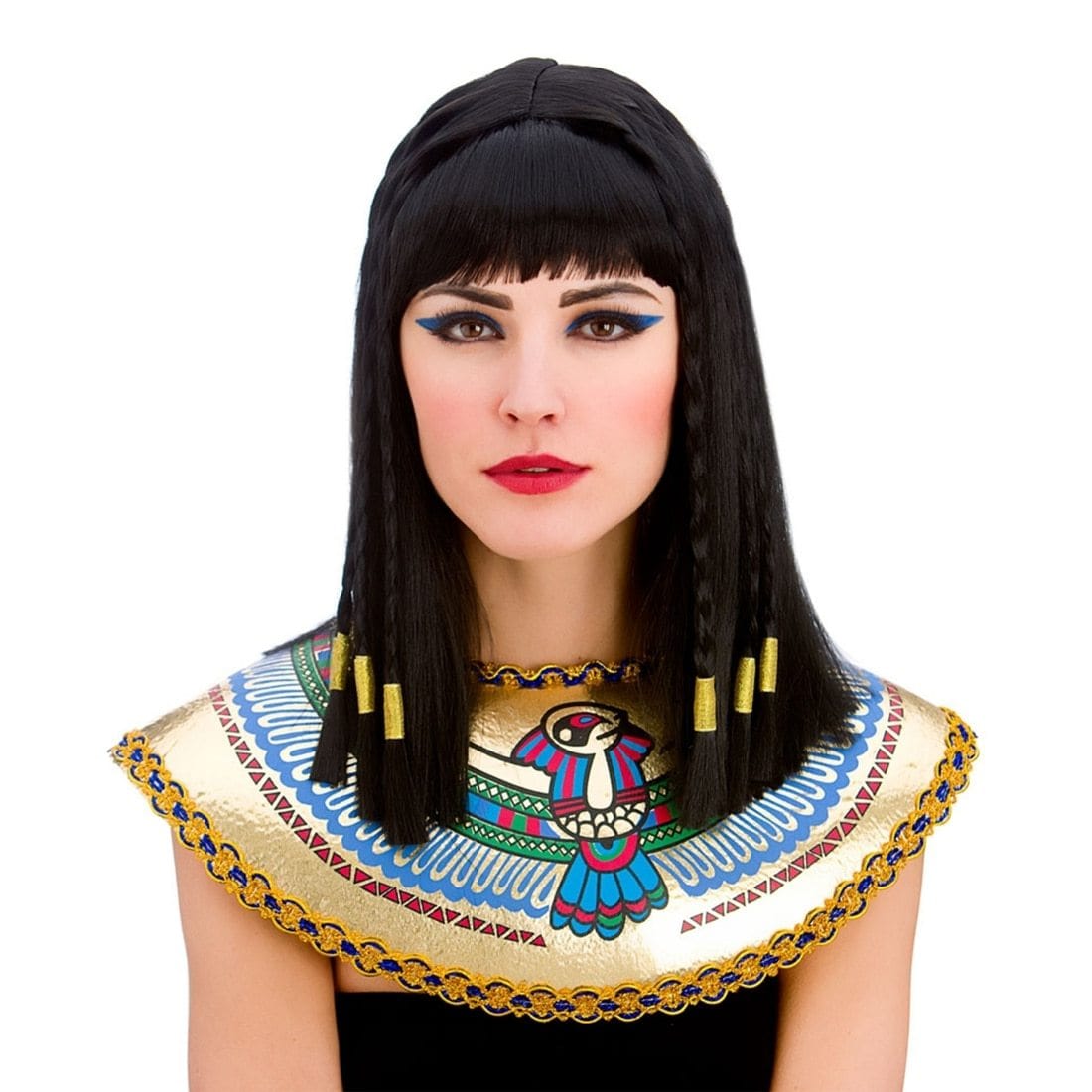 Cleopatra Wig Long Black Straight Hair Egypt Fancy Dress