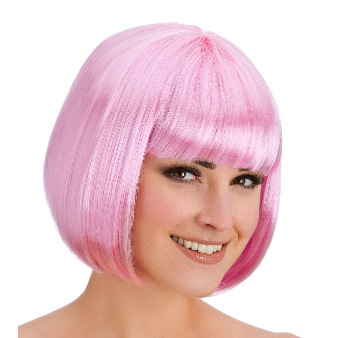 Womens Diva Short Pink Wig With Fringe Halloween Accessory