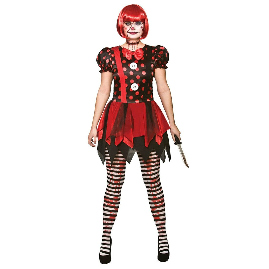Horror Clown Womens Evil Fancy Dress Halloween Costume L (UK 18-20)