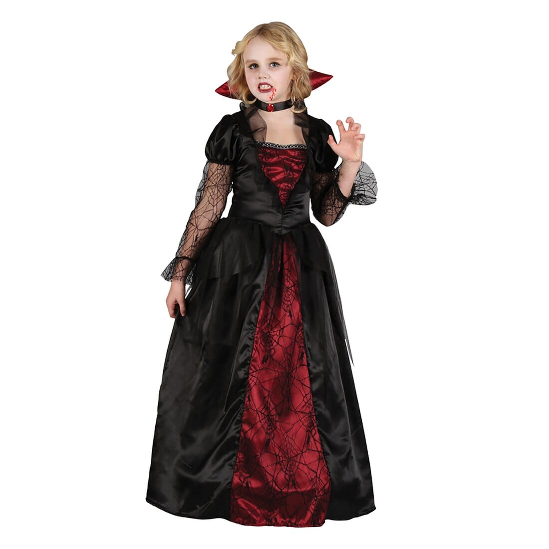 Vampire Princess Costume - Red and Black Dress with Corseted Bodice