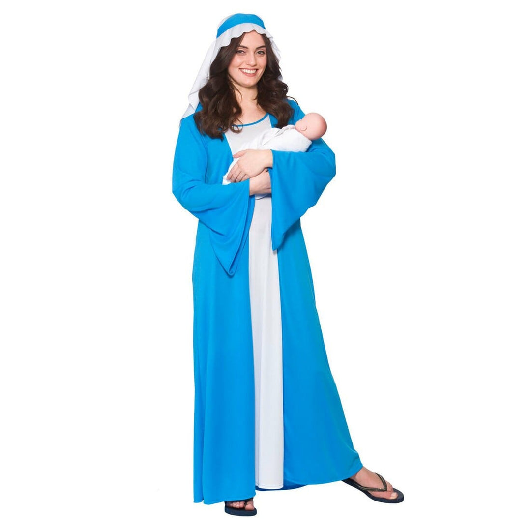 Mary Nativity Play  Christmas Womens Fancy Dress Costume One Size