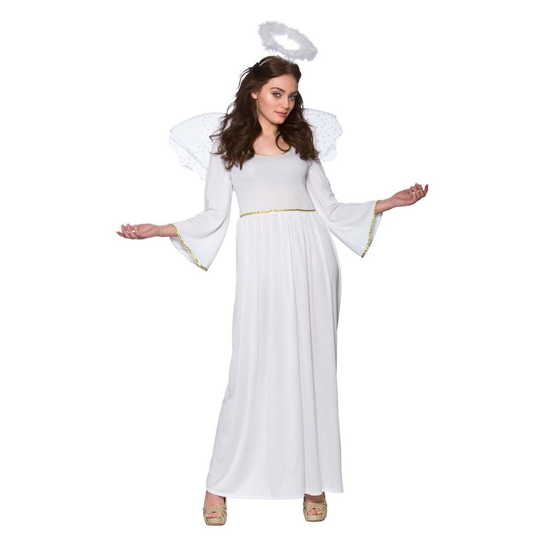 Womens Angel Christmas Fancy Dress Up Costume White Wings One Size