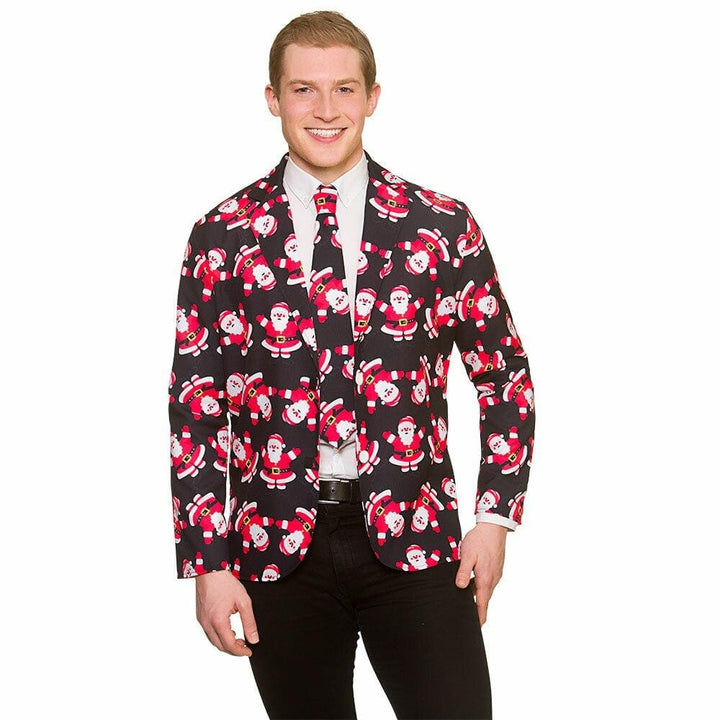 Cool Christmas Mens Jacket &amp; Tie Set Fancy Dress Party Fun Santa / L