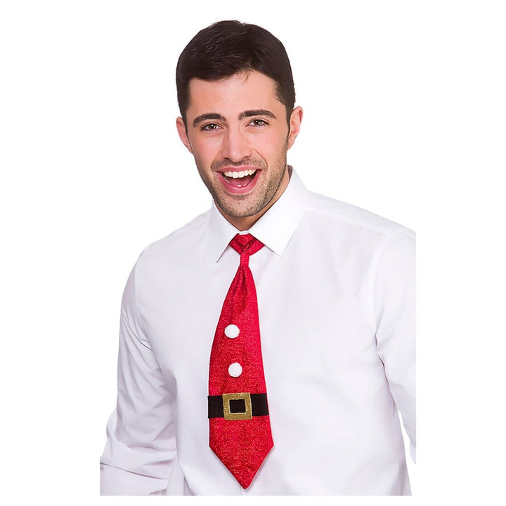 Glitter Christmas Tie Novelty Santa Elf Fancy Dress Party Santa