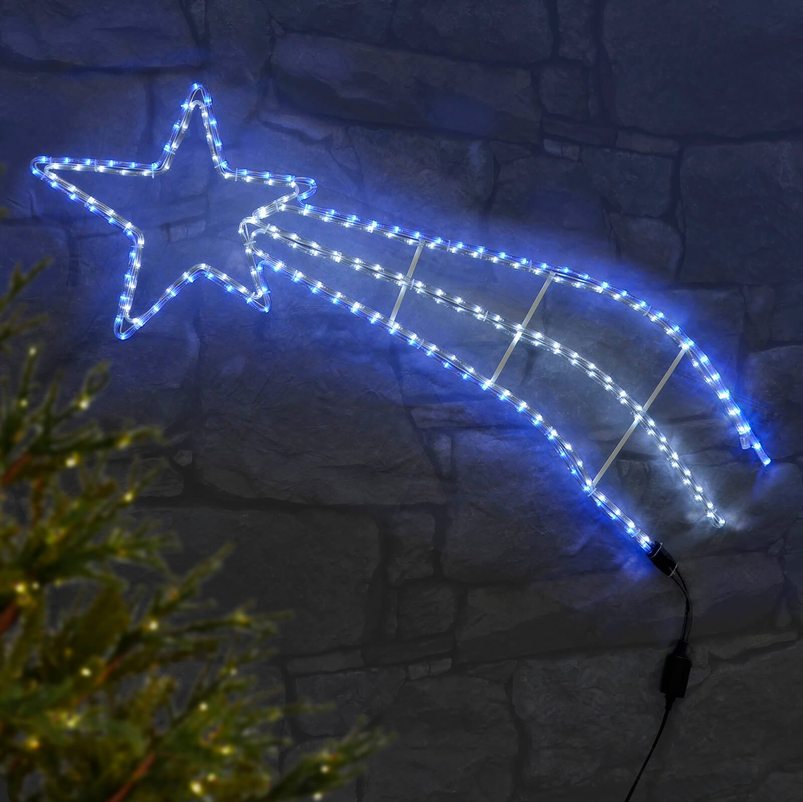 LED Rope Light Blue/White Shooting Star Decoration – XS-Stock.co.uk