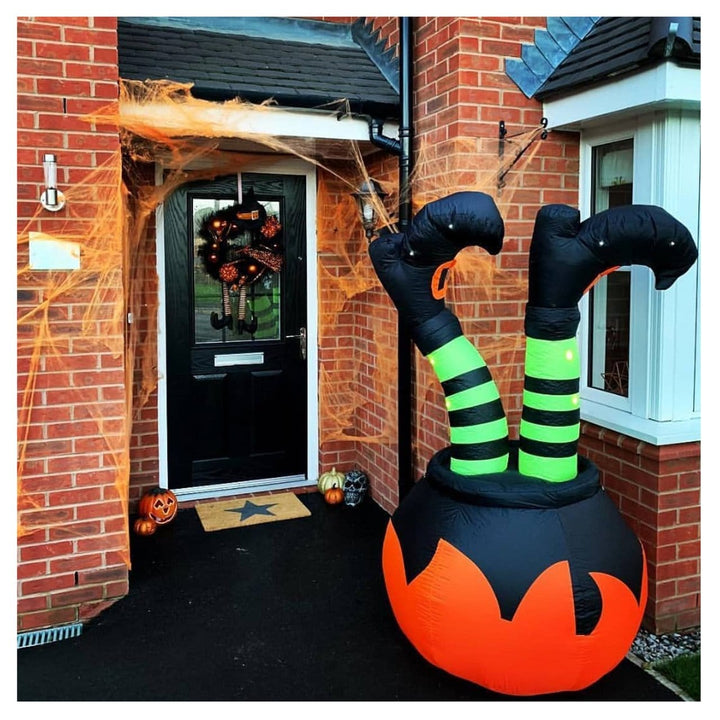 Giant 6ft Pumpkin and Witches Legs Light Up Inflatable Halloween Outdoor Decoration