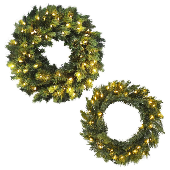 Christmas Wreath Pre-Lit Luxury Artificial Green Pine Tips