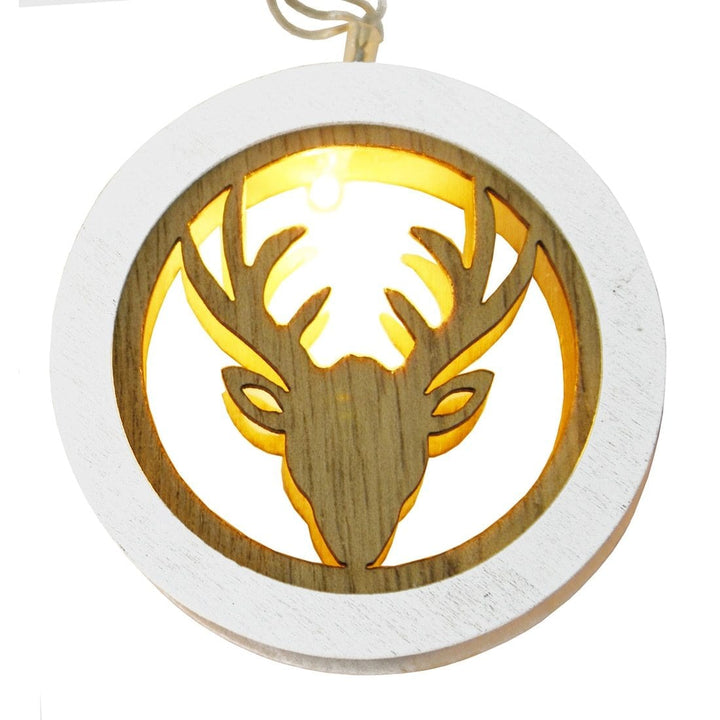 10 Warm White LED Reindeer Wooden Christmas Xmas String Lights