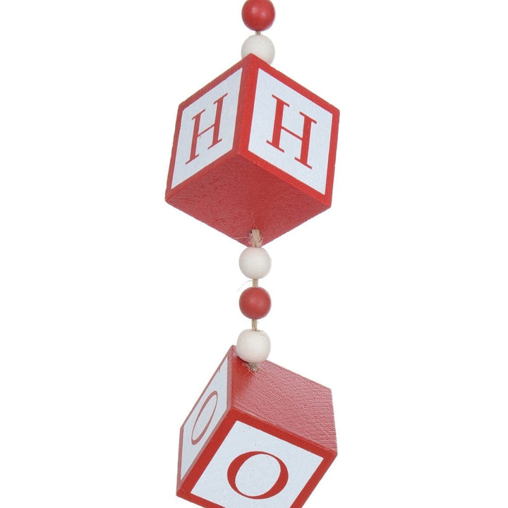 Wooden HO HO HO Festive Block Hanging Christmas Decoration