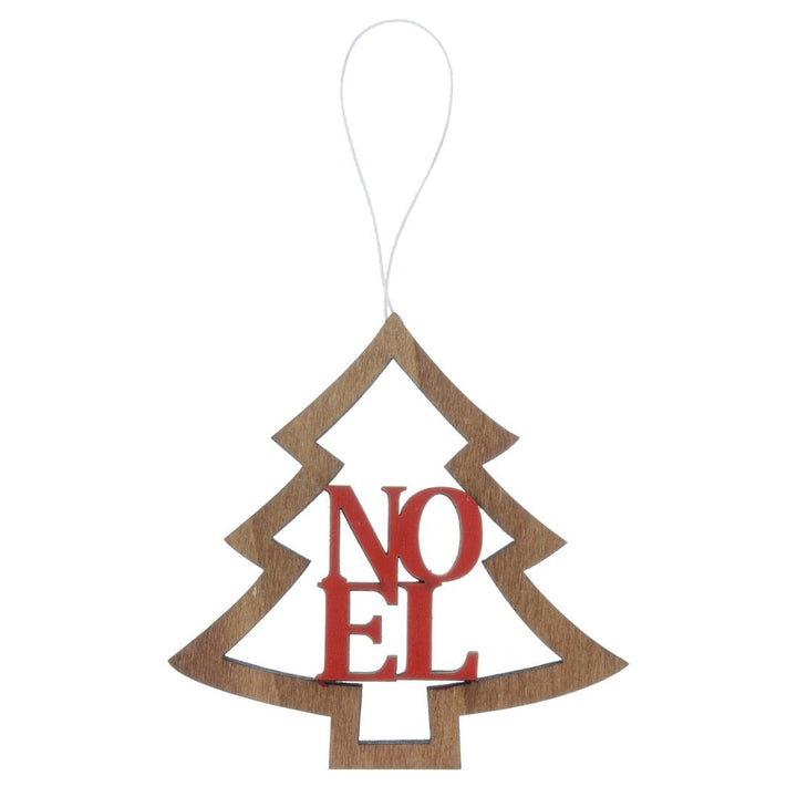 Set Of 6 Wooden Christmas Tree Decorations