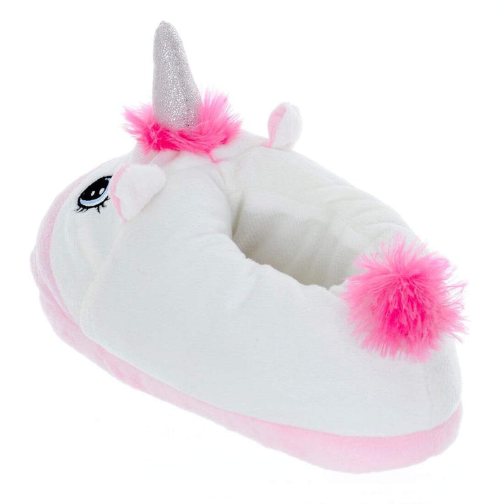 Women's Novelty Unicorn Slippers Pink & White Plush Slip On