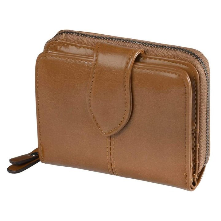 Womens Keira PU Small Purse Coin Card Zip - Black Pink Tan Tan