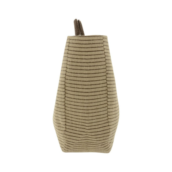 Womens Brown Stripe Beach Holiday Tote Bag Round Handle