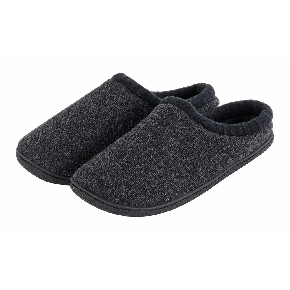 Mens Knitted Mule Slippers With Soft Fleecy Lining Non-Slip Grey / 7