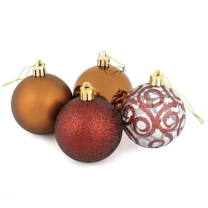 16 x 6cm Christmas Tree Baubles Swirl Matte Glitter Mirrored Coffee