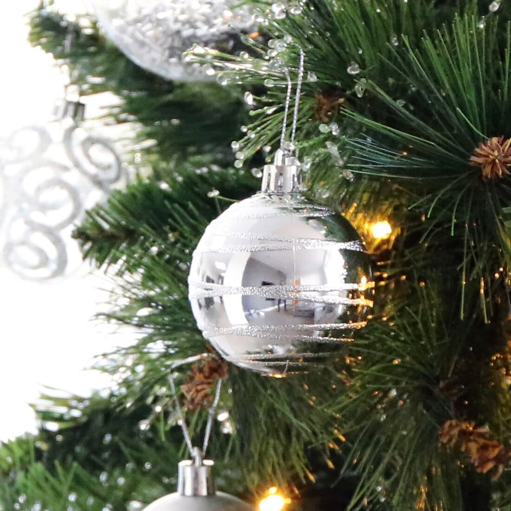 10 x 6cm Shiny Mirrored Swirl Pattern Christmas Tree Baubles