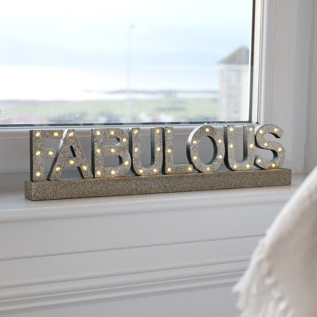 Platinum Fabulous Wooden Light Up Sign Decoration 48cm