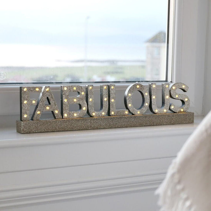 Platinum Fabulous Wooden Light Up Sign Decoration 48cm