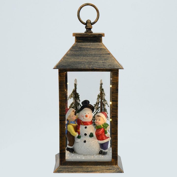 Light Up Christmas Lantern Decoration With Snowman Scene