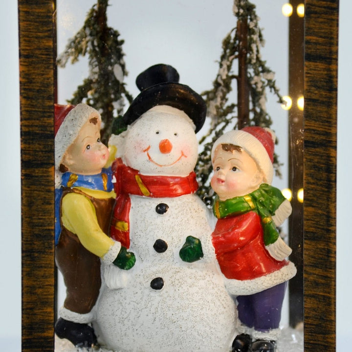 Light Up Christmas Lantern Decoration With Snowman Scene