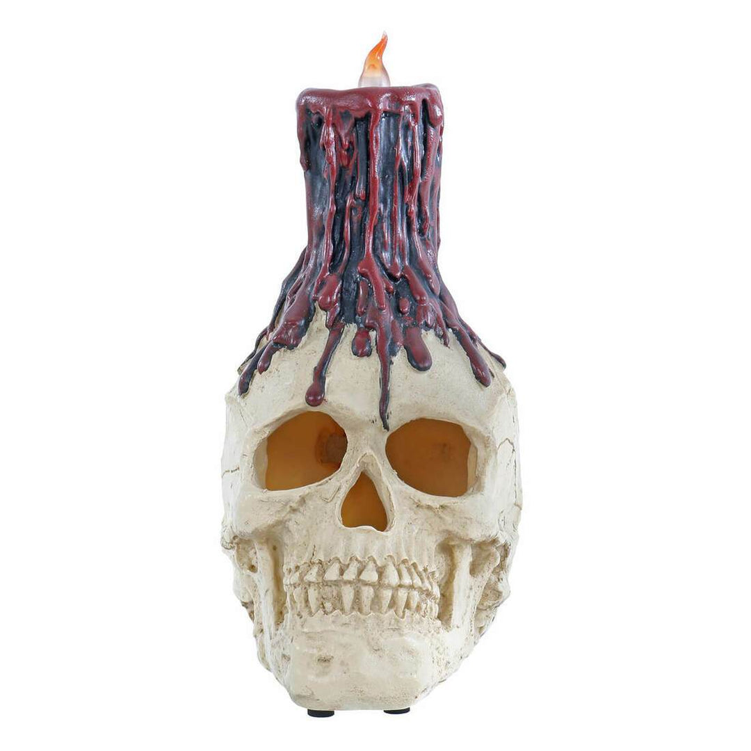 LED Skull Halloween Party Decoration Black Candle Resin 26cm