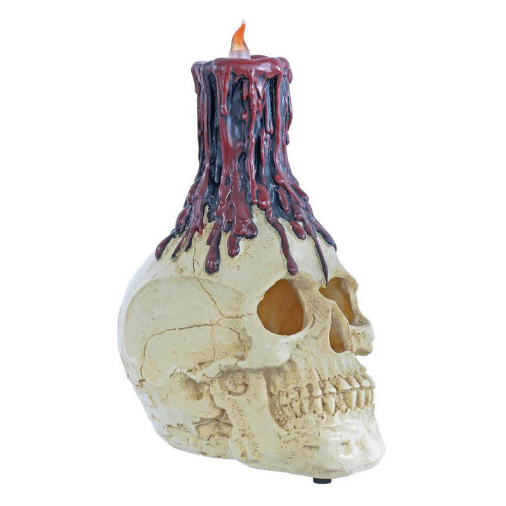 LED Skull Halloween Party Decoration Black Candle Resin 26cm