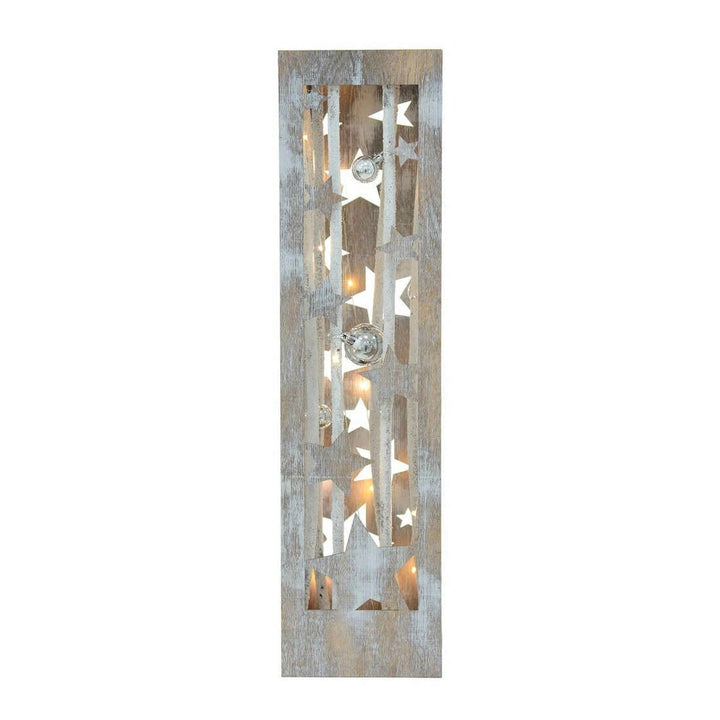 Wooden Merry Christmas Pillar Light Up Xmas Decoration