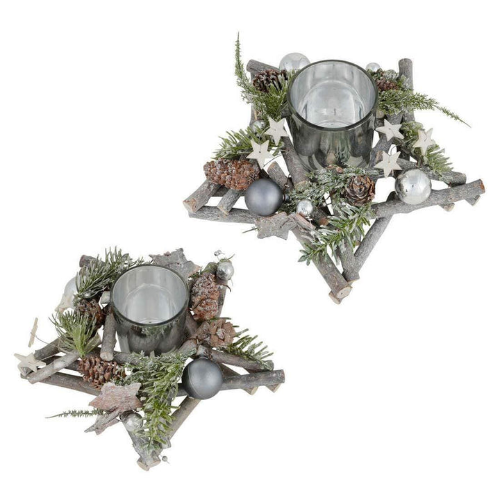 Star Wooden Tealight Candle Holder Christmas Decoration