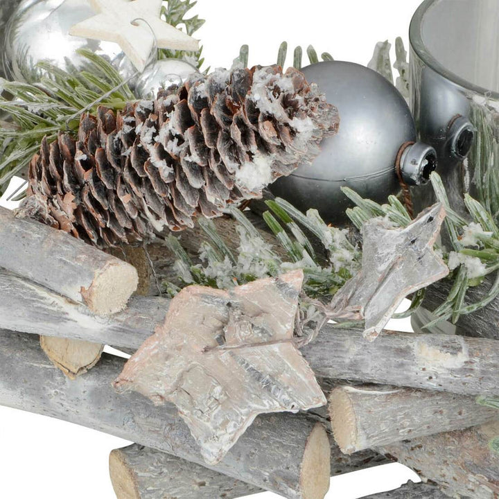 Wooden Wreath Tealight Candle Holder Christmas Decoration 30cm