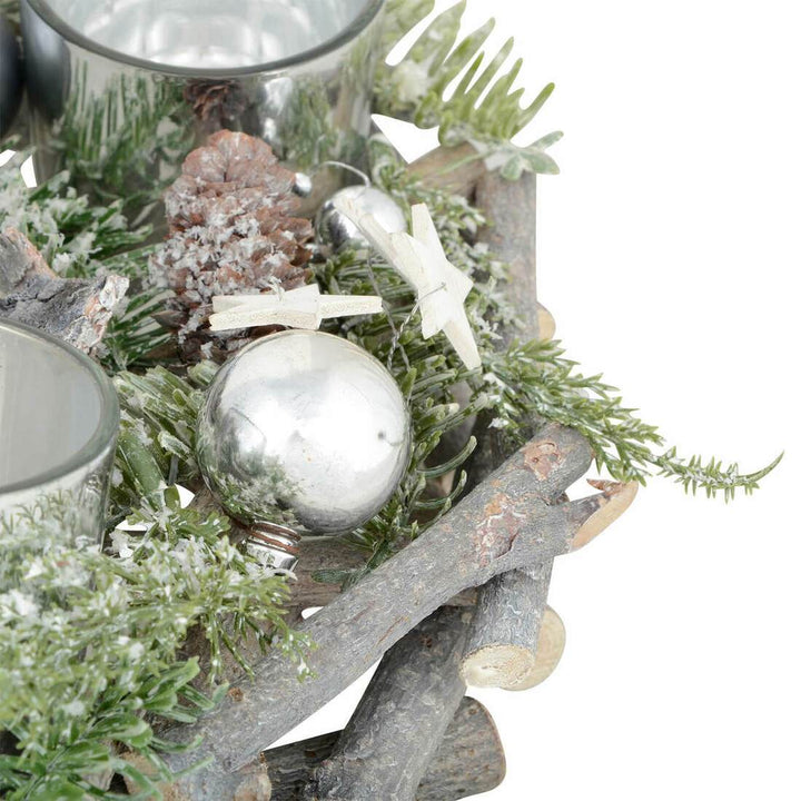 Wooden Wreath Tealight Candle Holder Christmas Decoration 30cm