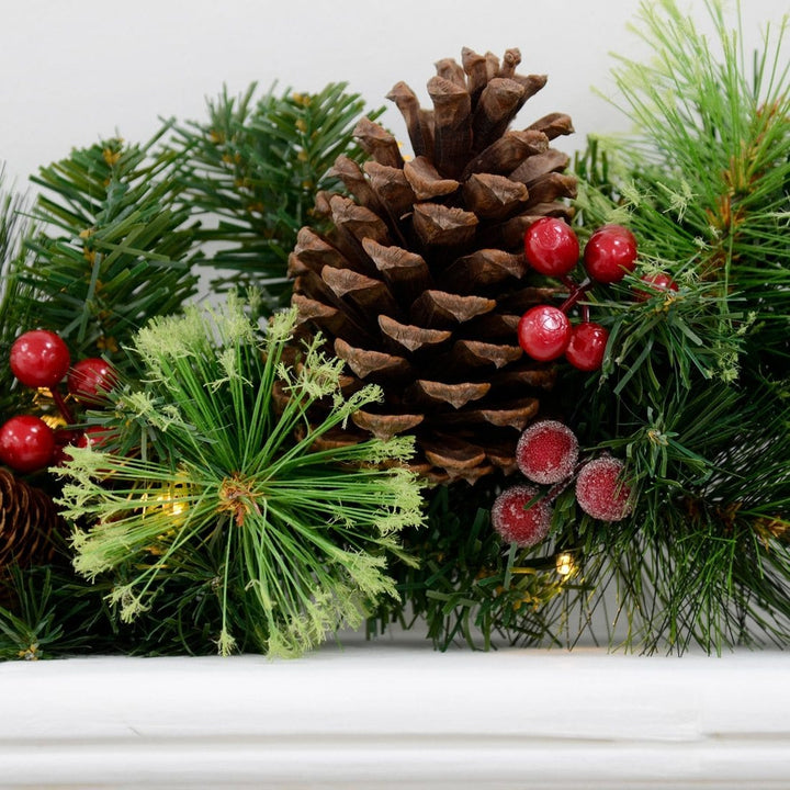6ft Pre-Lit Decorated Artificial Christmas Garland With Timer