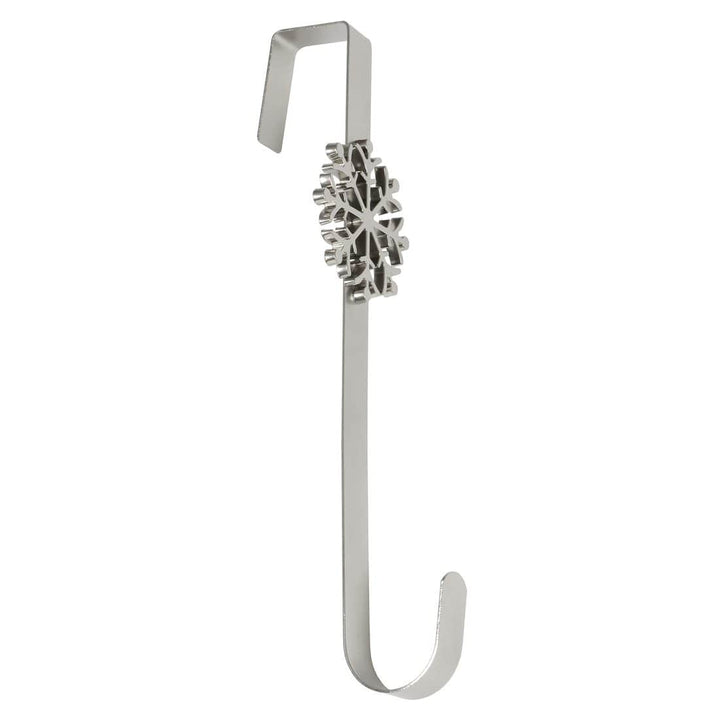 Christmas Wreath Hanger Snowflake Silver Metal Door Hook 35cm