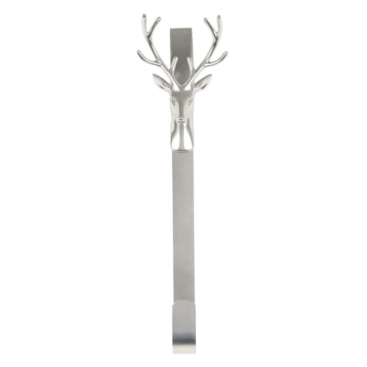 Christmas Wreath Hanger Reindeer Silver Metal Door Hook 35cm