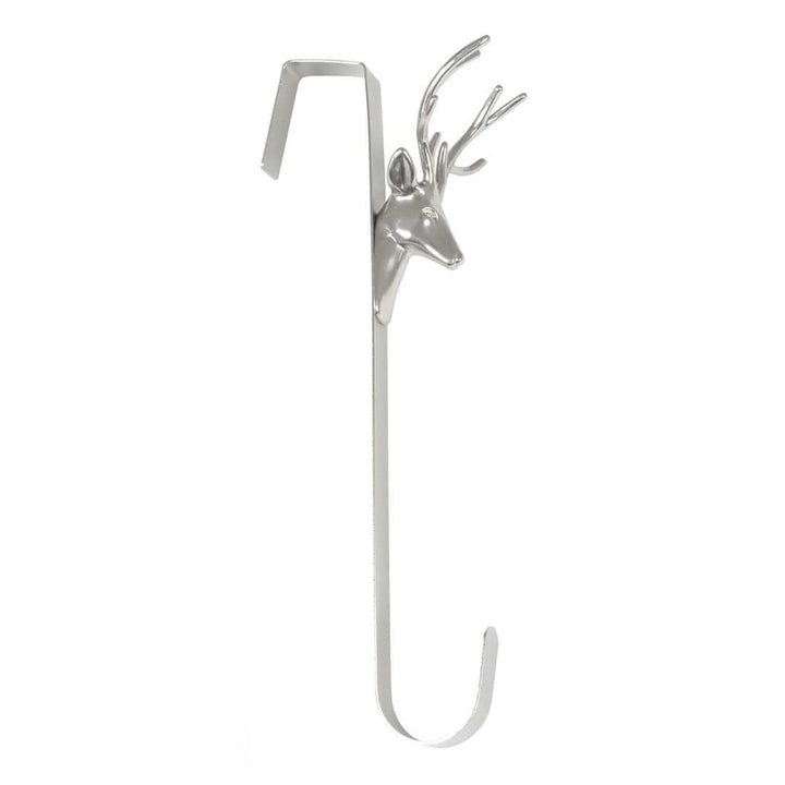 Christmas Wreath Hanger Reindeer Silver Metal Door Hook 35cm