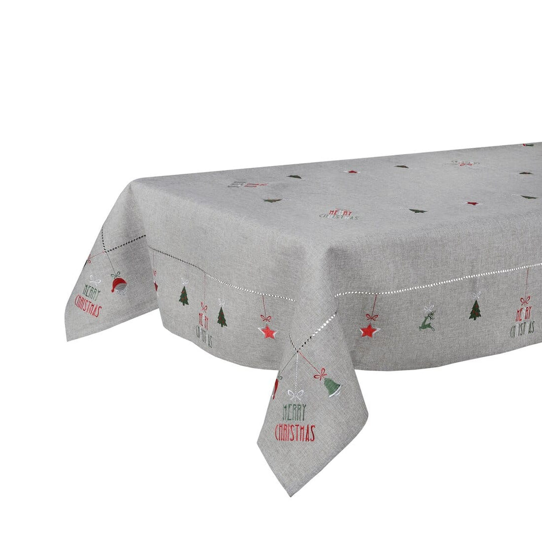 Merry Christmas Fabric Tablecloths / Napkins Xmas Decoration Grey / 52 x 90"