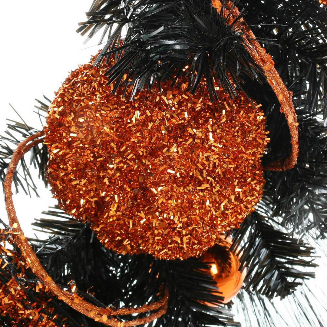 24" Orange Witch Halloween Wreath Sparkly Hanging Decoration