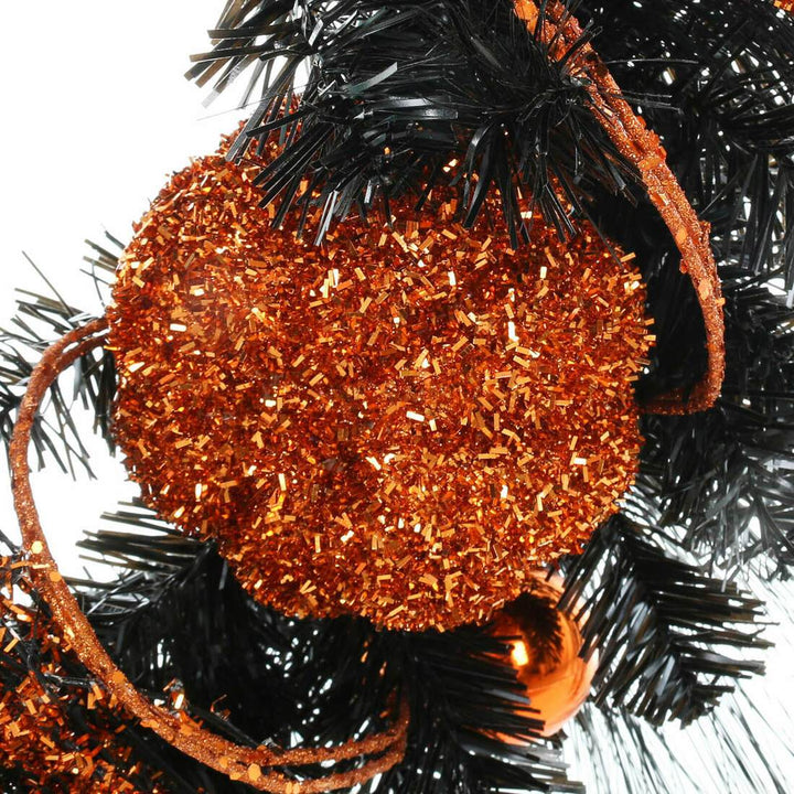 24" Orange Witch Halloween Wreath Sparkly Hanging Decoration