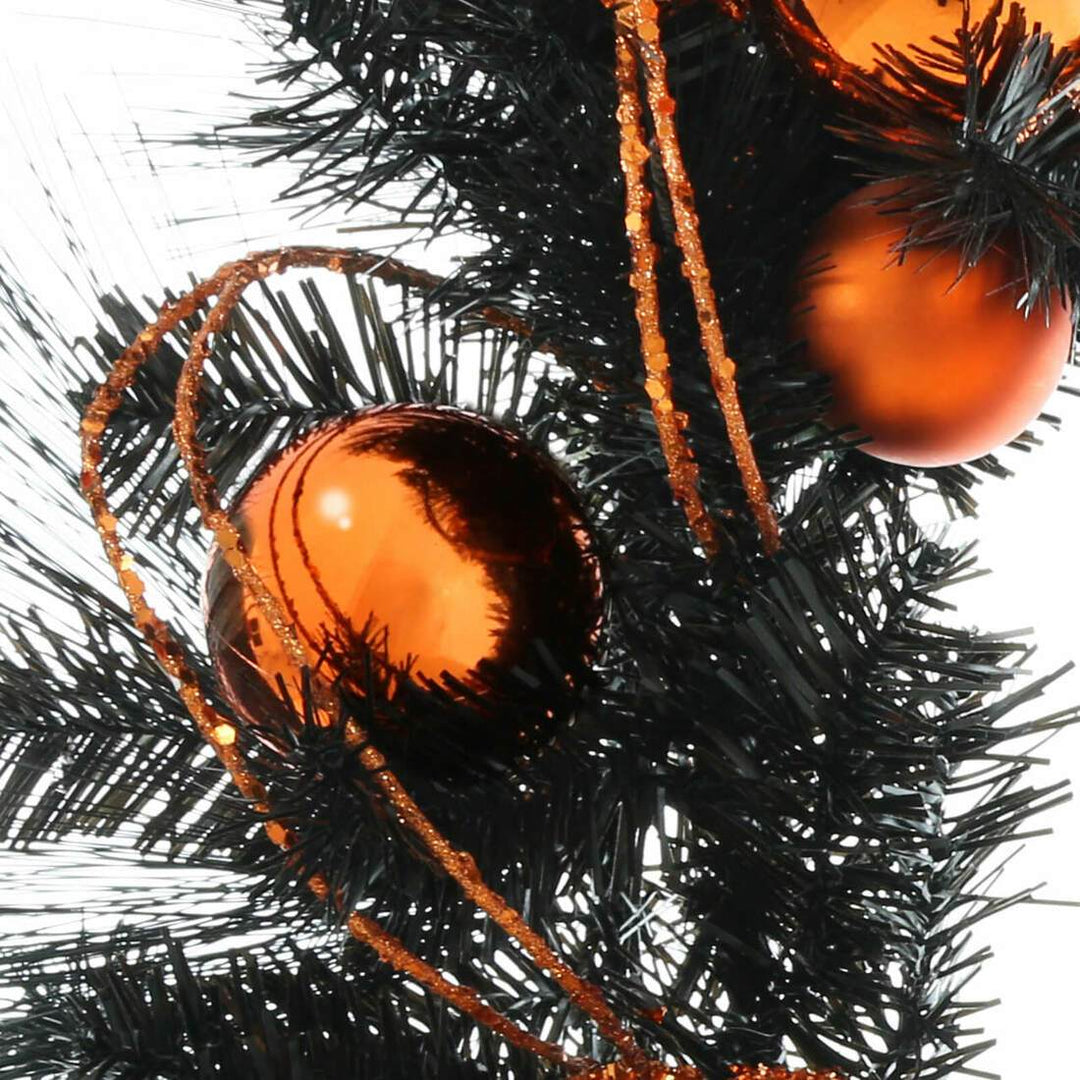 24" Orange Witch Halloween Wreath Sparkly Hanging Decoration