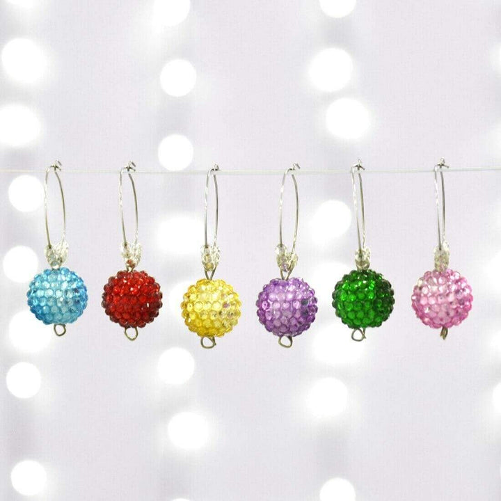 Set of 6 Novelty Glass Charms Party Wine Cocktails Gin Gift Diamante
