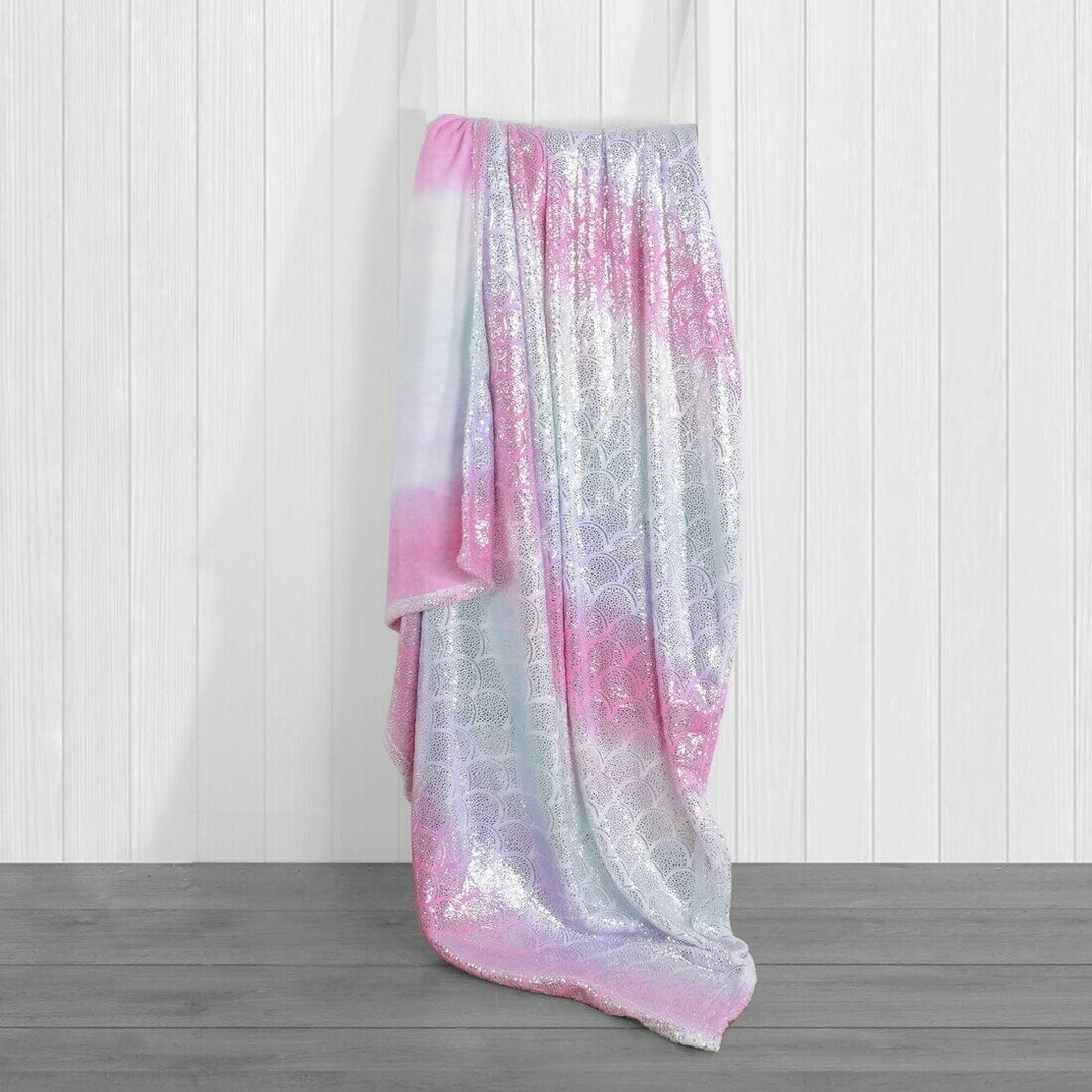 Mermaid Seashell Print Blanket Sofa Bedroom Fleece Throw 130 x 155cm