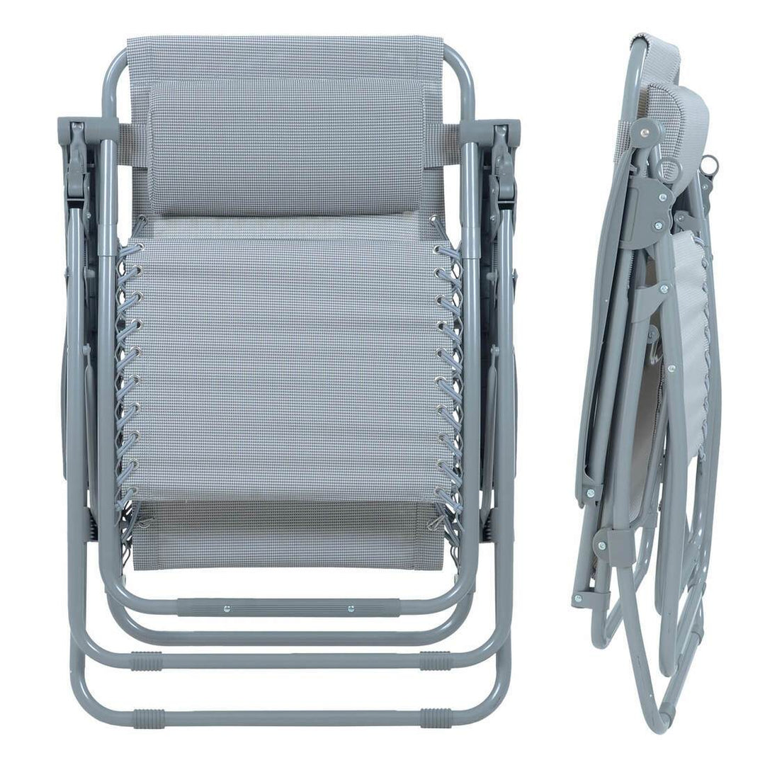 Garden Recliner Chair Silver Grey Marl Zero Gravity Relaxer Texteline