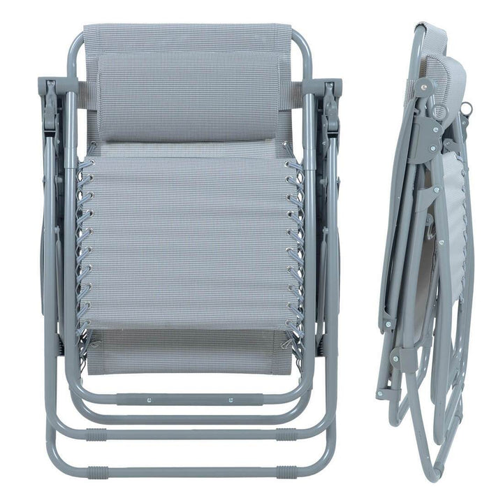 Garden Recliner Chair Silver Grey Marl Zero Gravity Relaxer Texteline