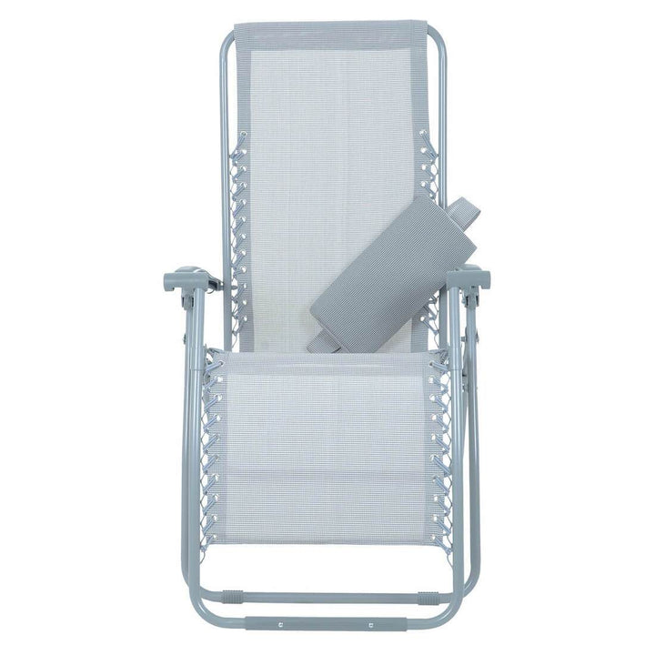 Garden Recliner Chair Silver Grey Marl Zero Gravity Relaxer Texteline