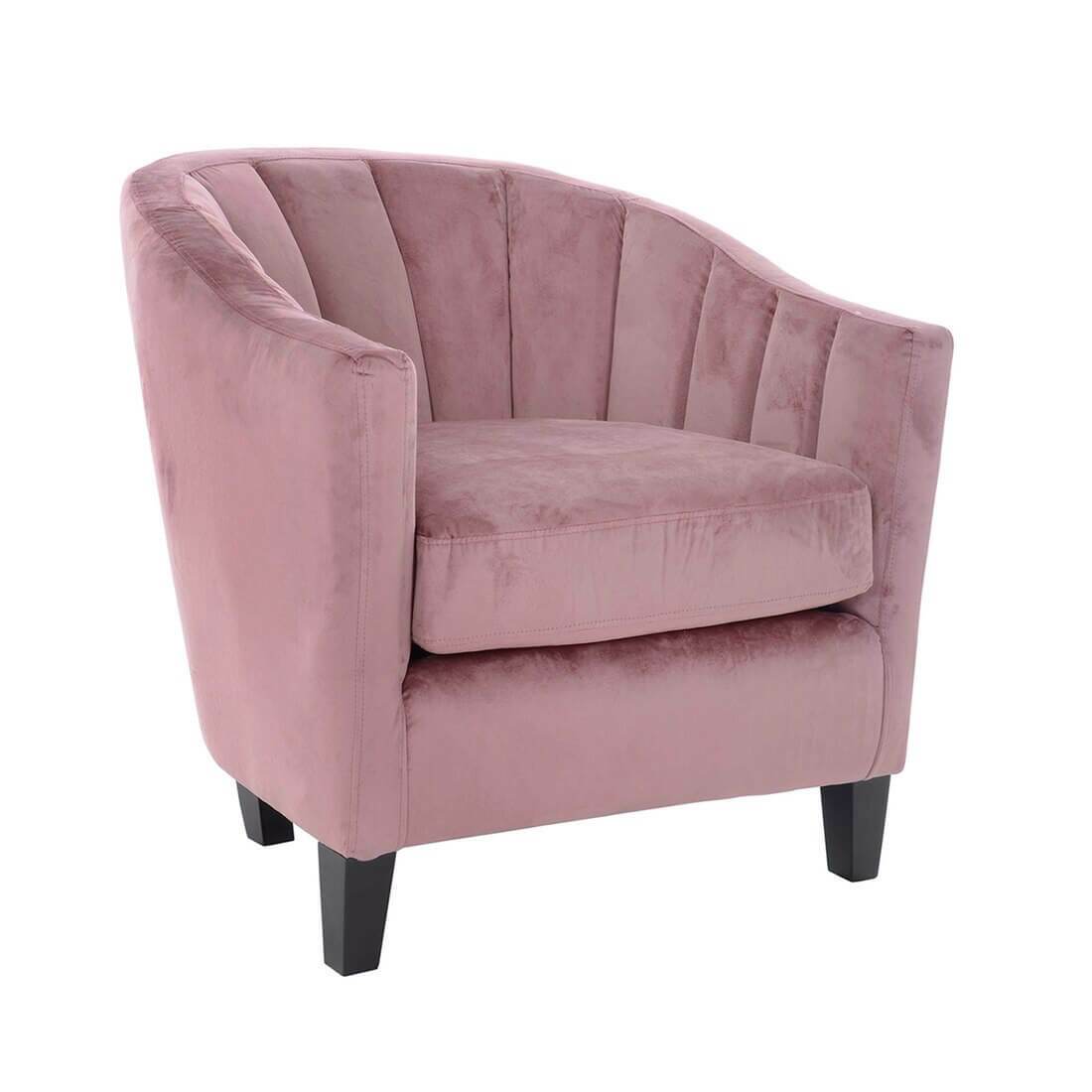 Blush pink cheap velvet tub chair