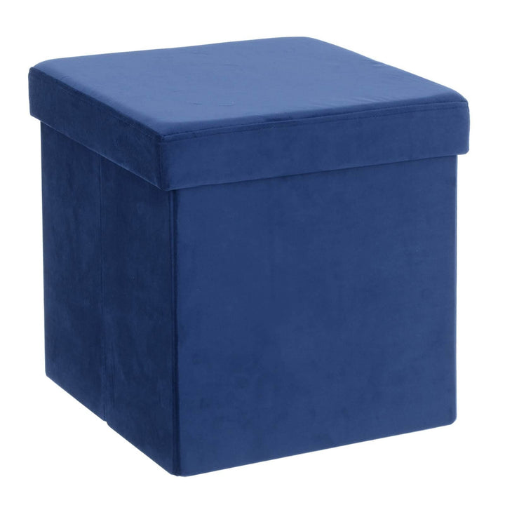 Hodge &amp; Hodge Velvet Effect Storage Ottoman With Lid Navy