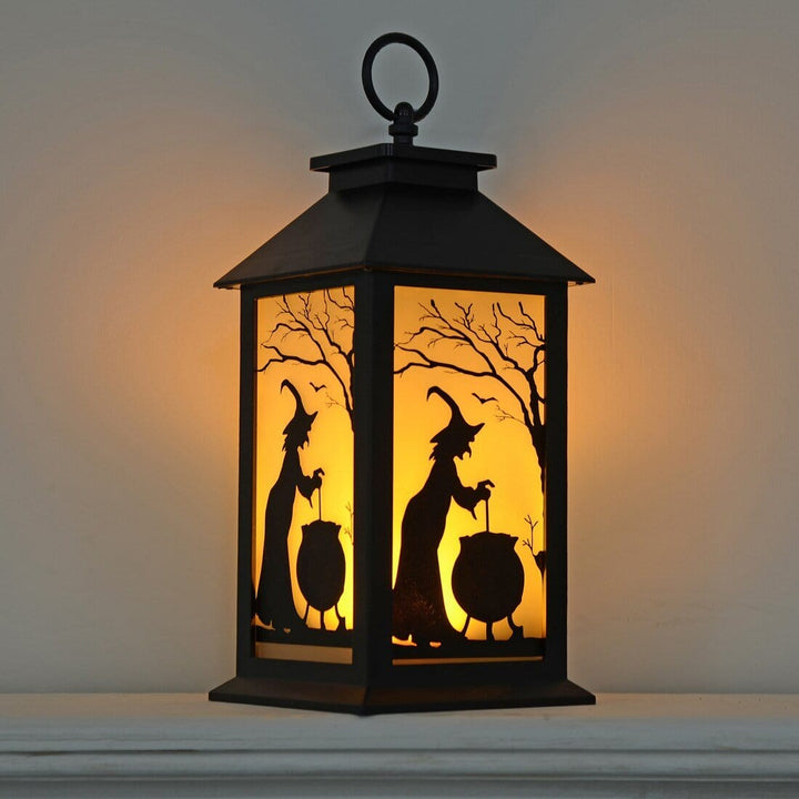 Cackle &amp; Co Black Halloween Design Lantern With Lights