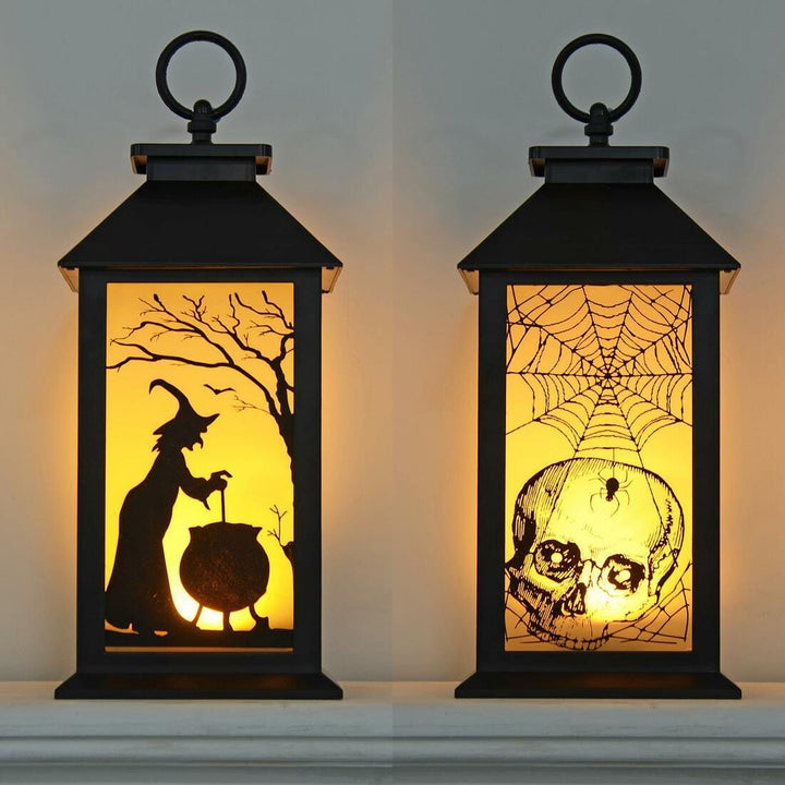 Cackle &amp; Co Black Halloween Design Lantern With Lights