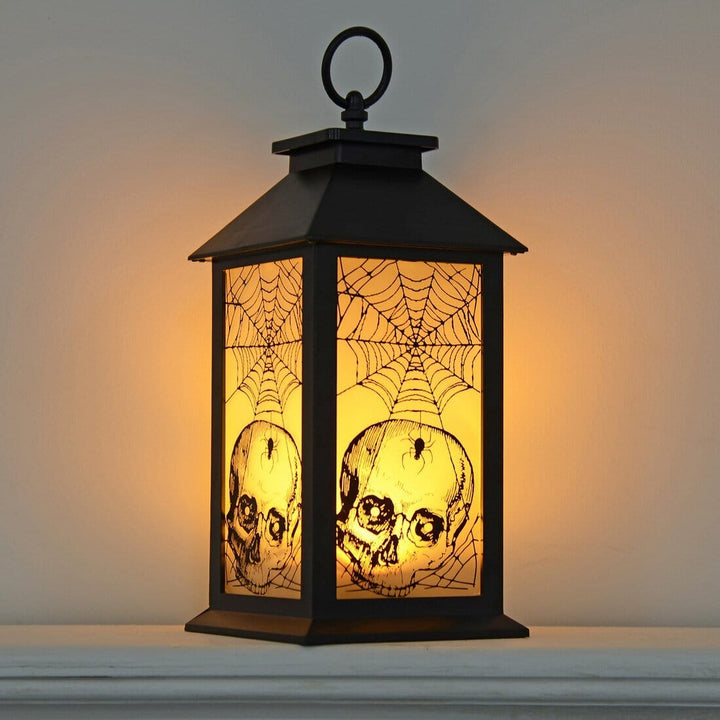 Cackle &amp; Co Black Halloween Design Lantern With Lights